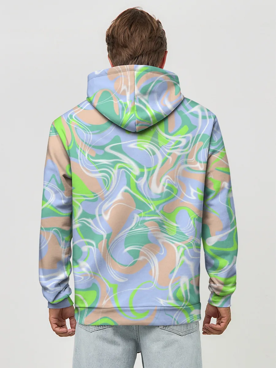 Худи мужской база хлопок / Разноцветные разводы красок