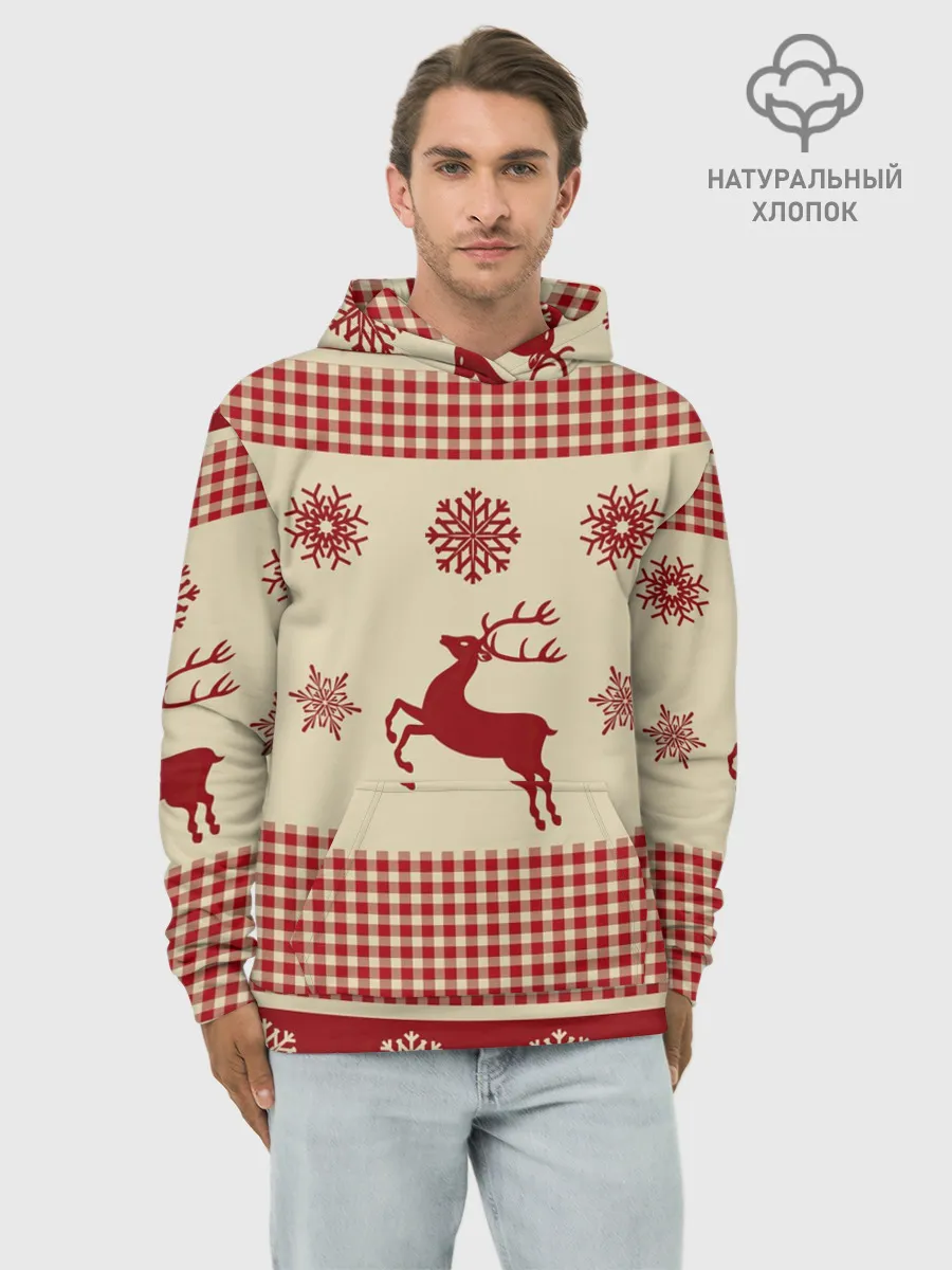 Худи мужской база хлопок / Олени