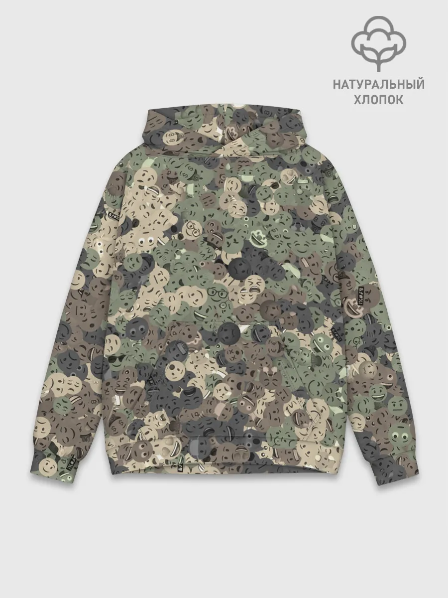 Худи мужской база хлопок / Эмодзи камуфляж