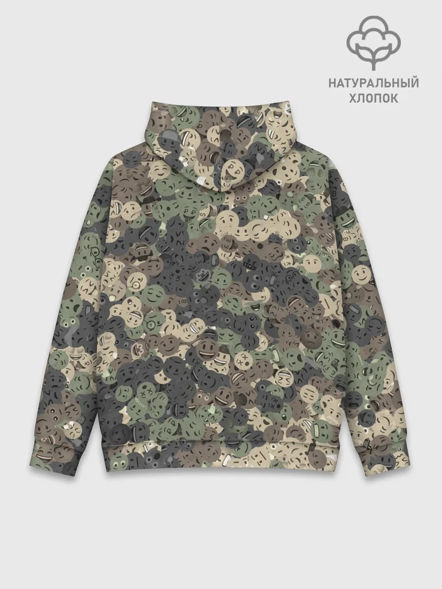 Худи мужской база хлопок / Эмодзи камуфляж