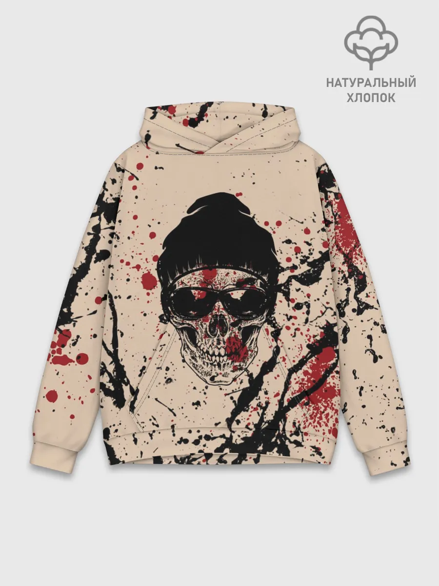 Худи мужской база хлопок / Череп Хипстер Брызги Краски