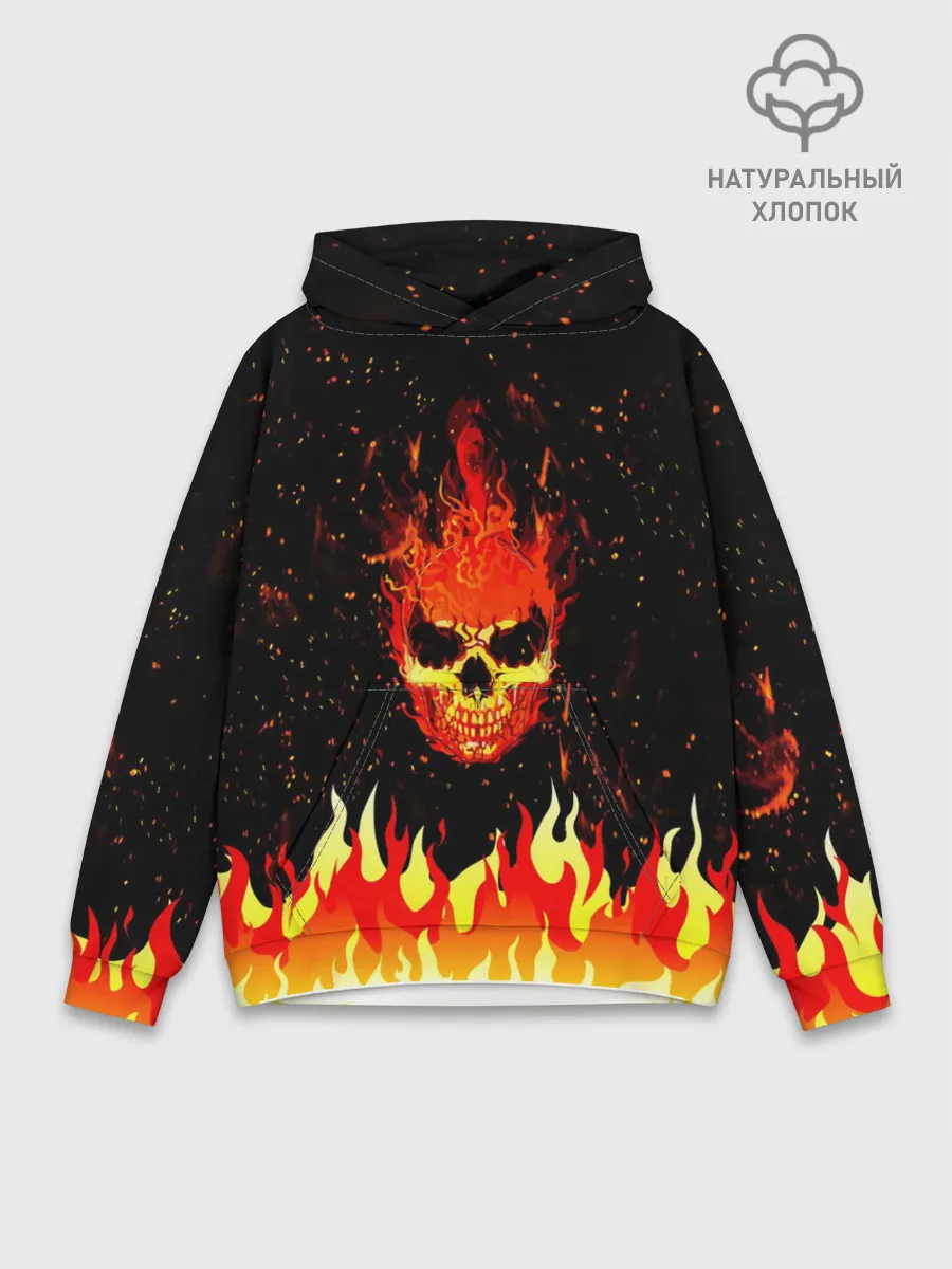 Худи мужской база хлопок / Пылающий Череп