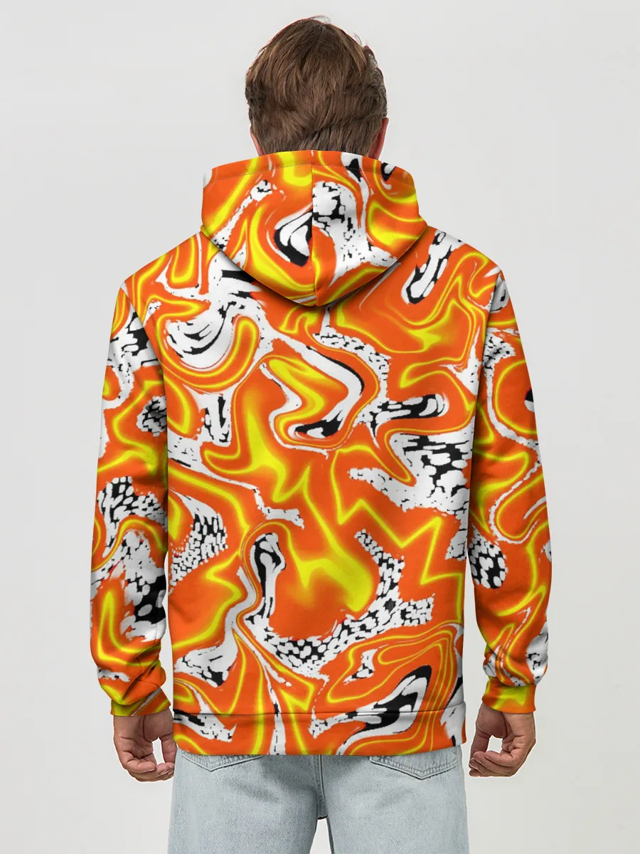 Худи мужской база хлопок / Огненные разводы лавы