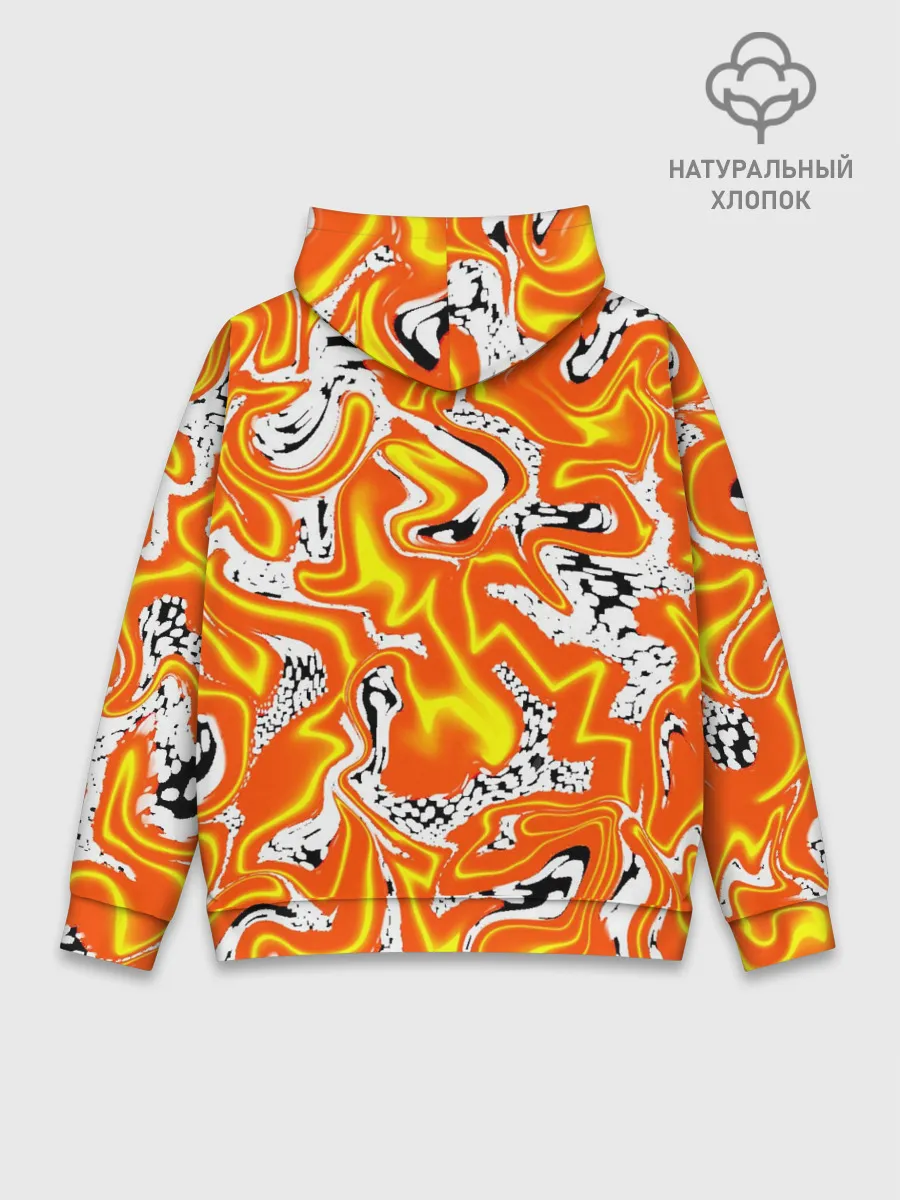 Худи мужской база хлопок / Огненные разводы лавы