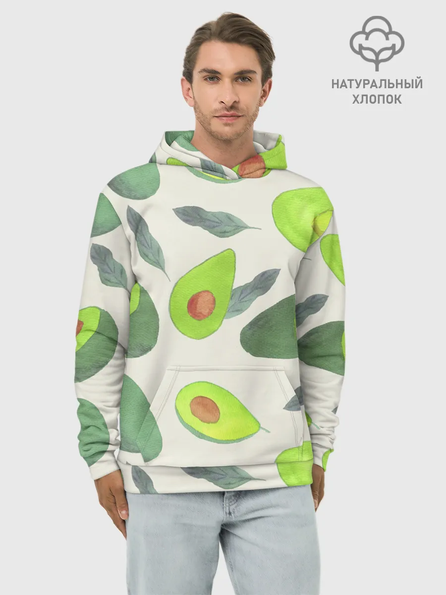 Худи мужской база хлопок / Авокадо - фруктовый паттерн