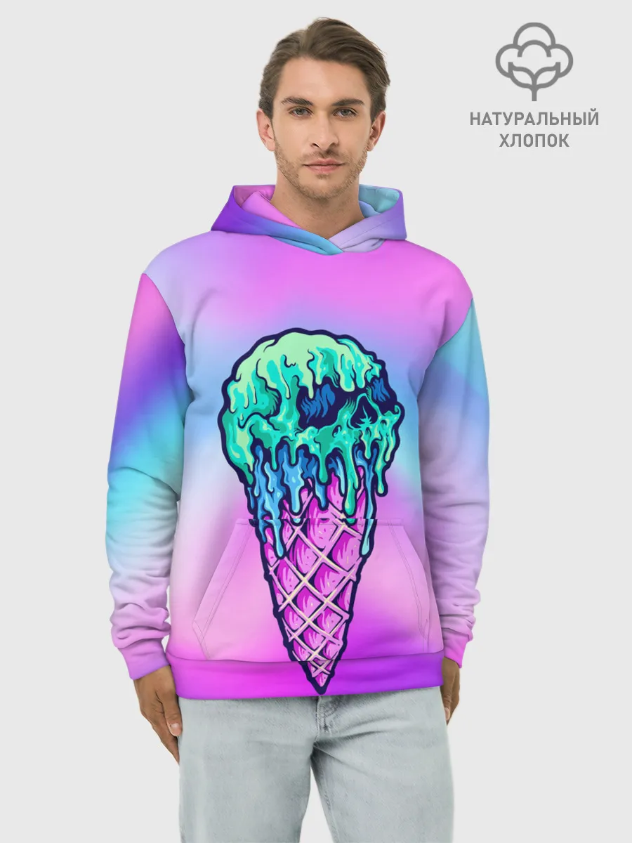 Худи мужской база хлопок / Мороженое | Ice Scream | Череп