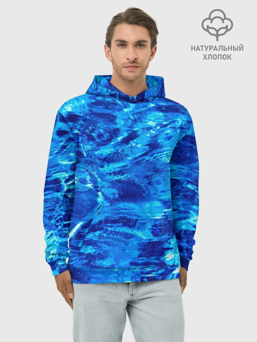 Худи мужской база хлопок / Голубая Вода
