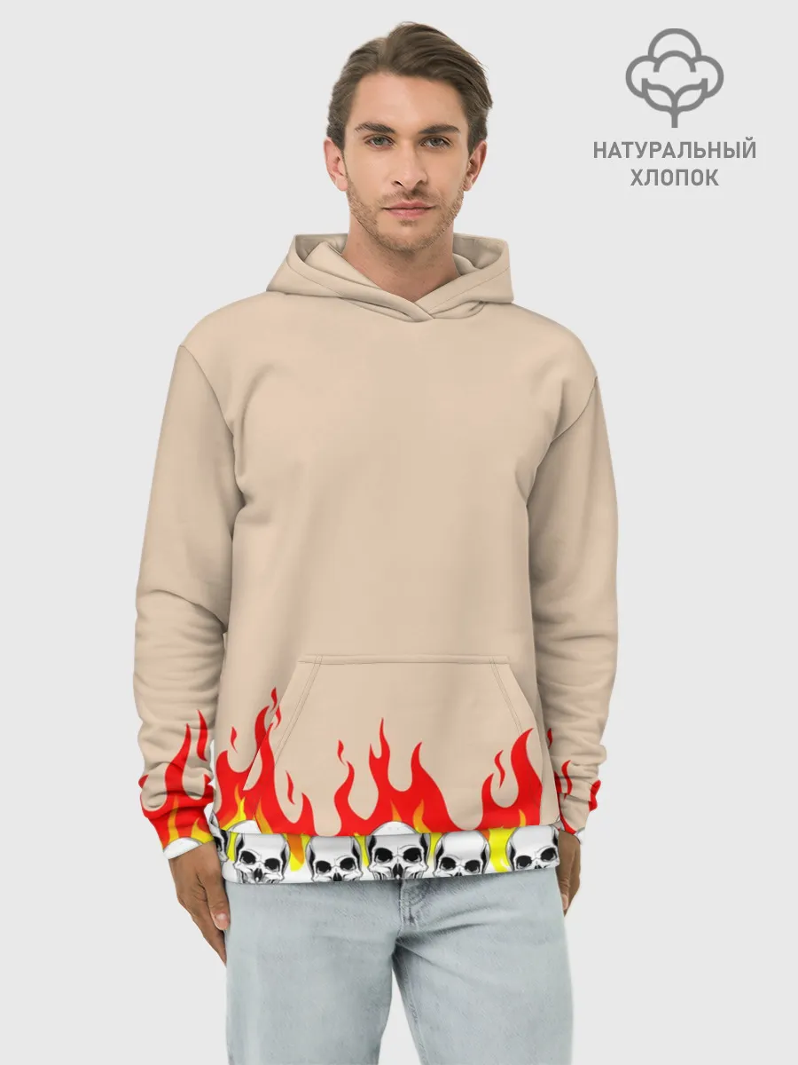 Худи мужской база хлопок / Черепа в Огне