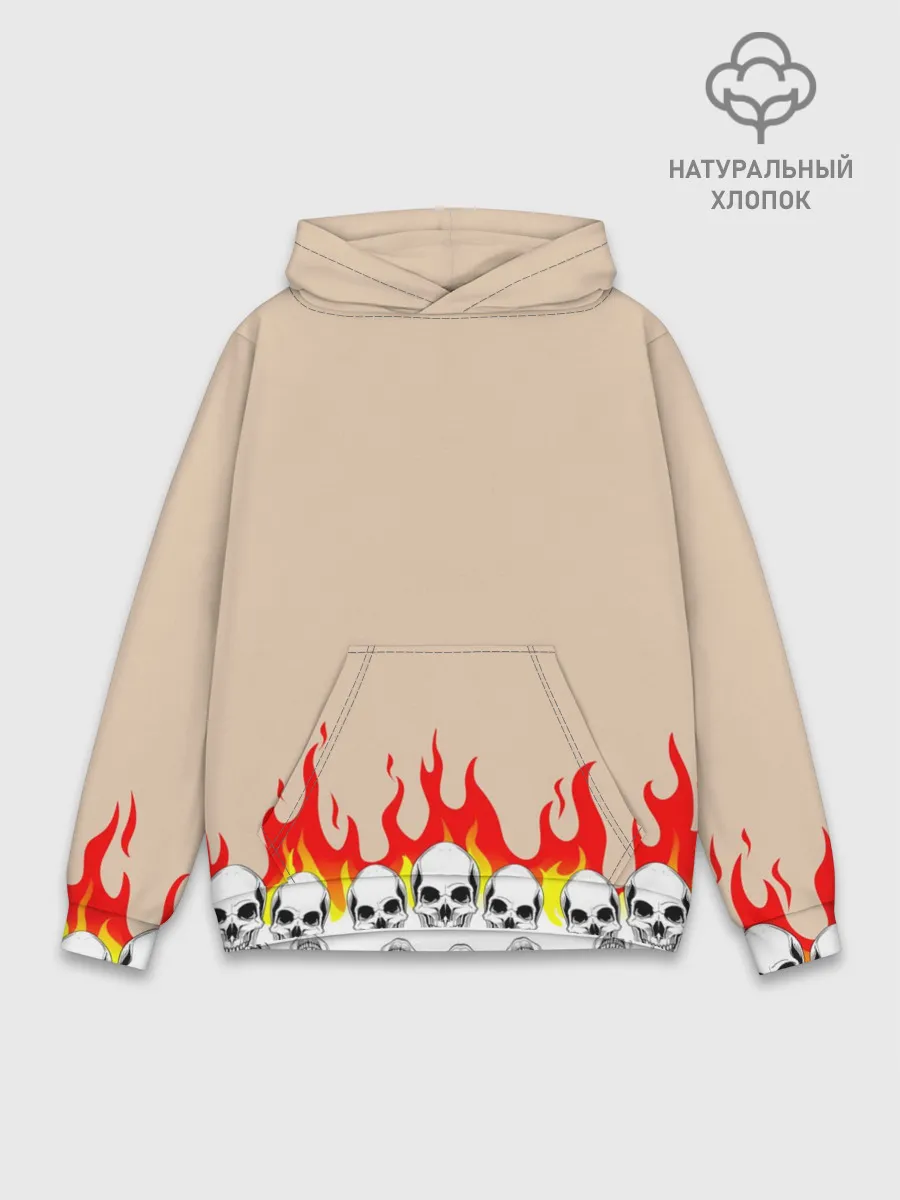 Худи мужской база хлопок / Черепа в Огне