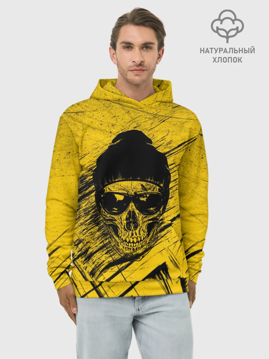 Худи мужской база хлопок / Череп Хипстер Гранж Брызги