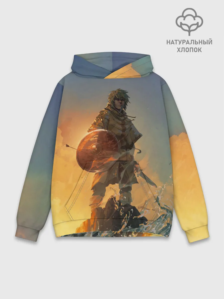 Худи мужской база хлопок / Винланд стоит на скале сага