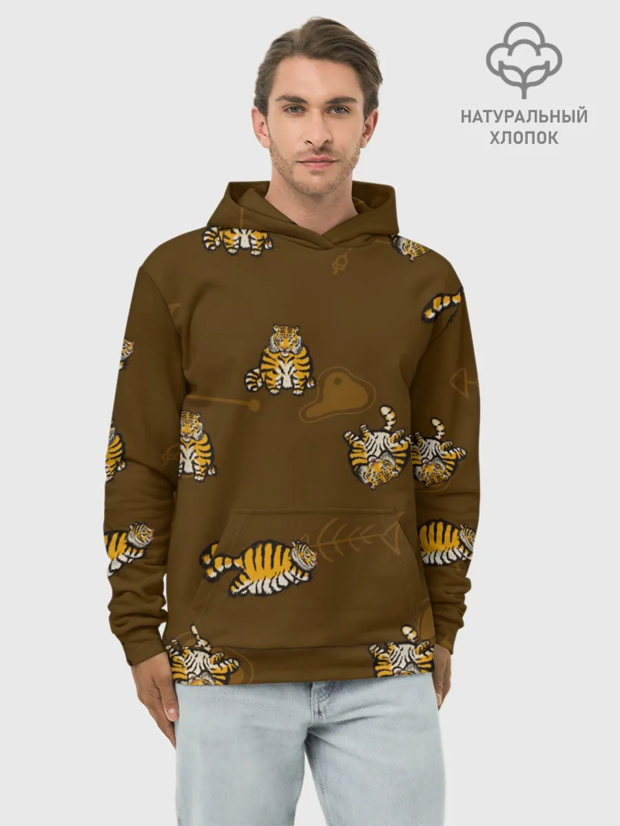 Худи мужской база хлопок / Тигрята
