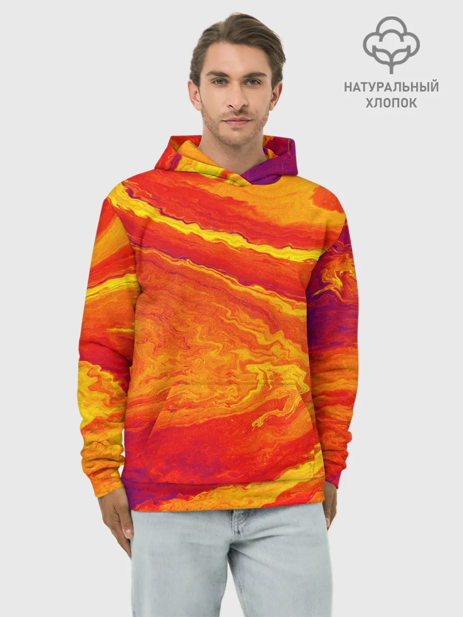 Худи мужской база хлопок / ПЯТНО ЮПИТЕРА | ОРАНЖЕВЫЙ ГРАНЖ