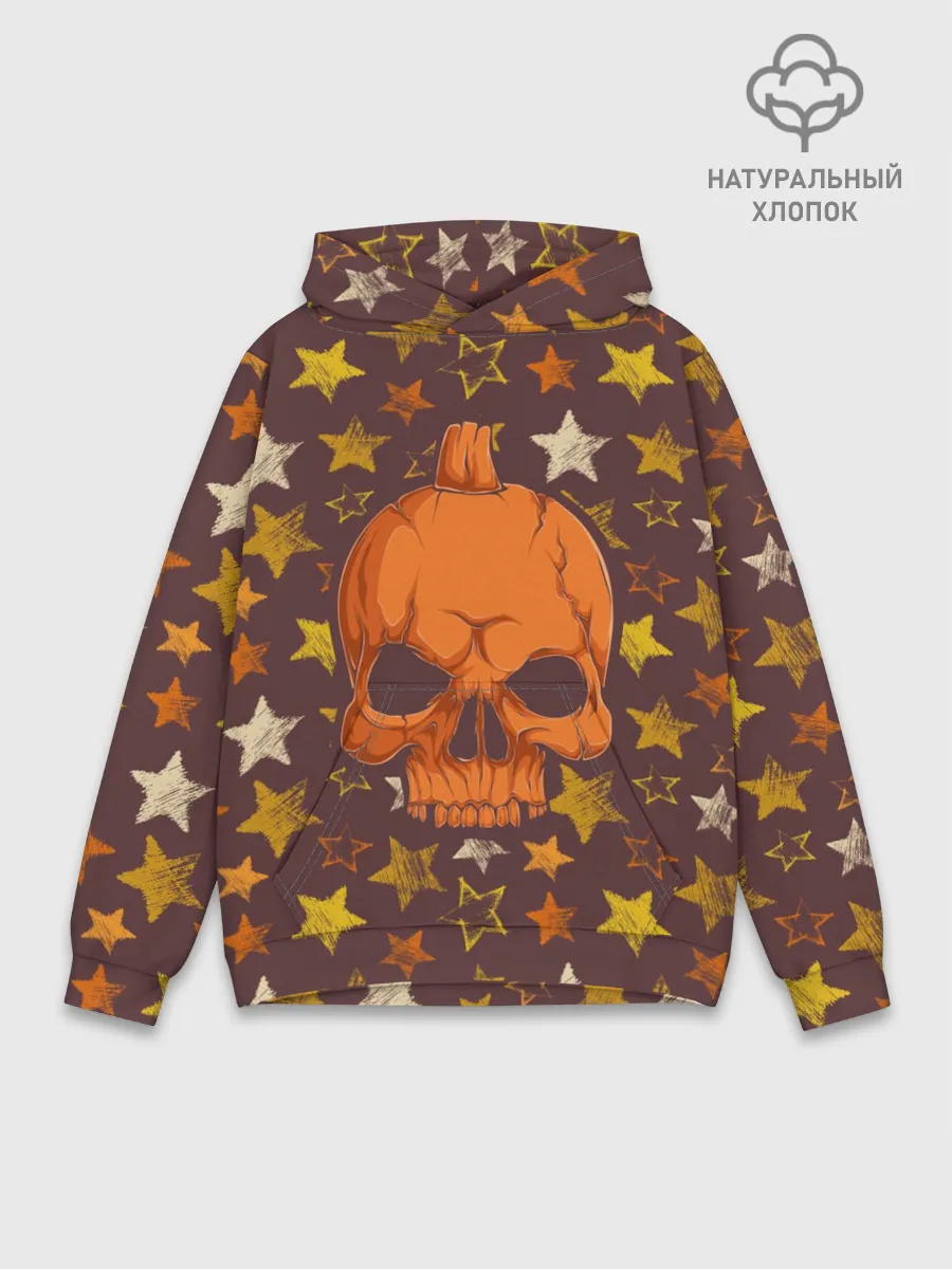 Худи мужской база хлопок / Череп-тыква