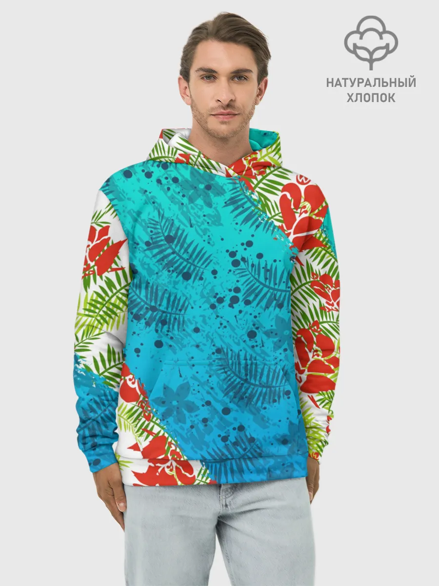 Худи мужской база хлопок / ЛЕТНИЕ КРАСКИ | ТРОПИКИ / SUMMER / МОРЕ