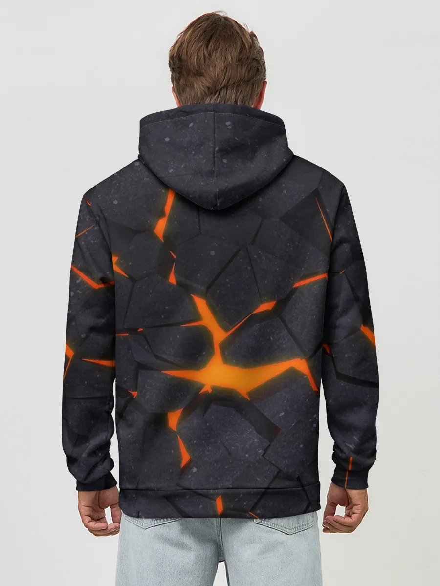 Худи мужской база хлопок / ТРЕЩИНЫ ЗЕМЛИ | 3D CRACKS | НЕОН