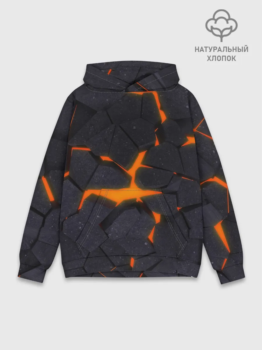 Худи мужской база хлопок / ТРЕЩИНЫ ЗЕМЛИ | 3D CRACKS | НЕОН