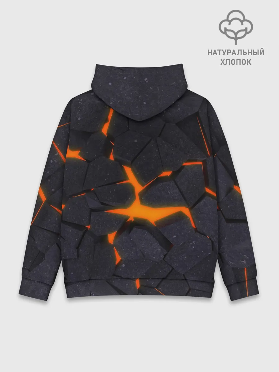 Худи мужской база хлопок / ТРЕЩИНЫ ЗЕМЛИ | 3D CRACKS | НЕОН