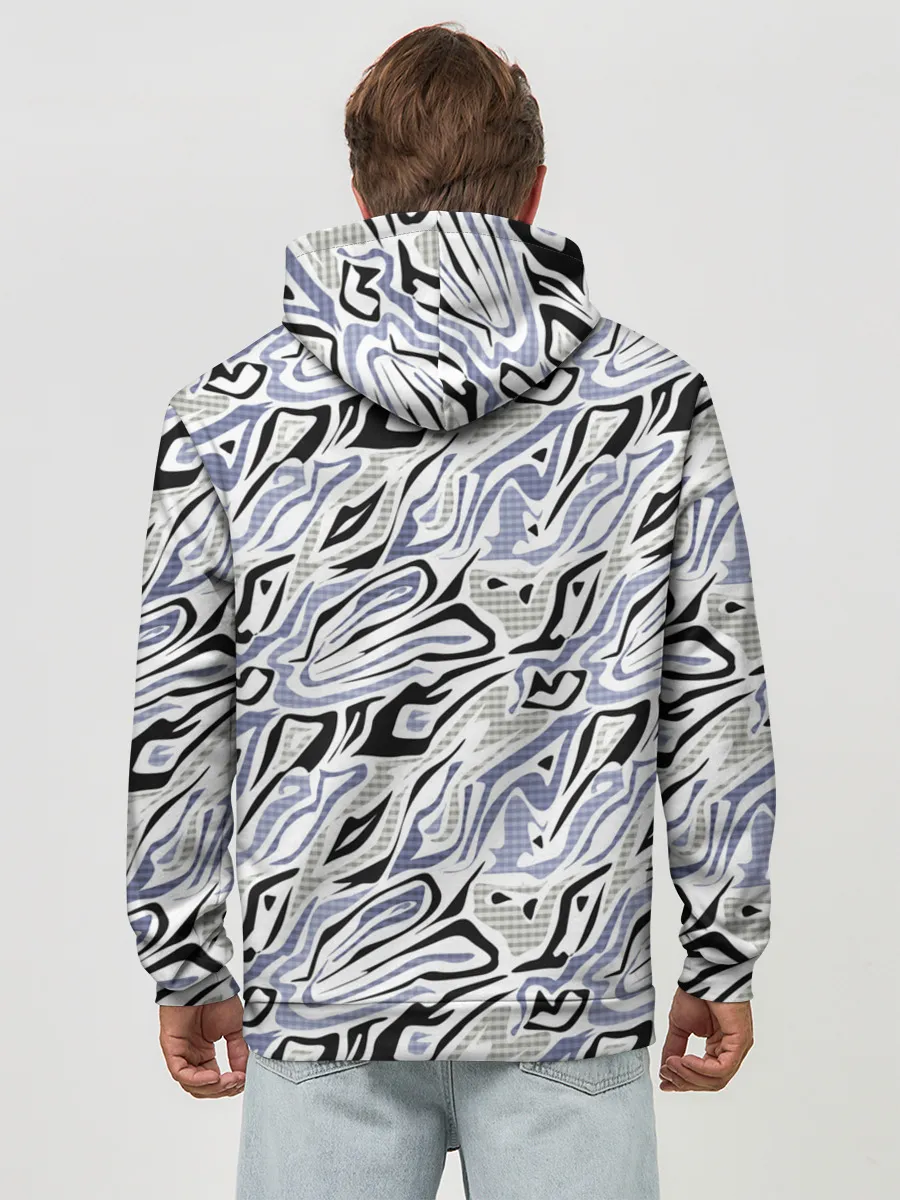 Худи мужской база хлопок / Абстрактный сиренево-черный