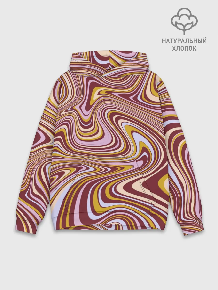 Худи мужской база хлопок / Красно-золотые разводы красок паттерн