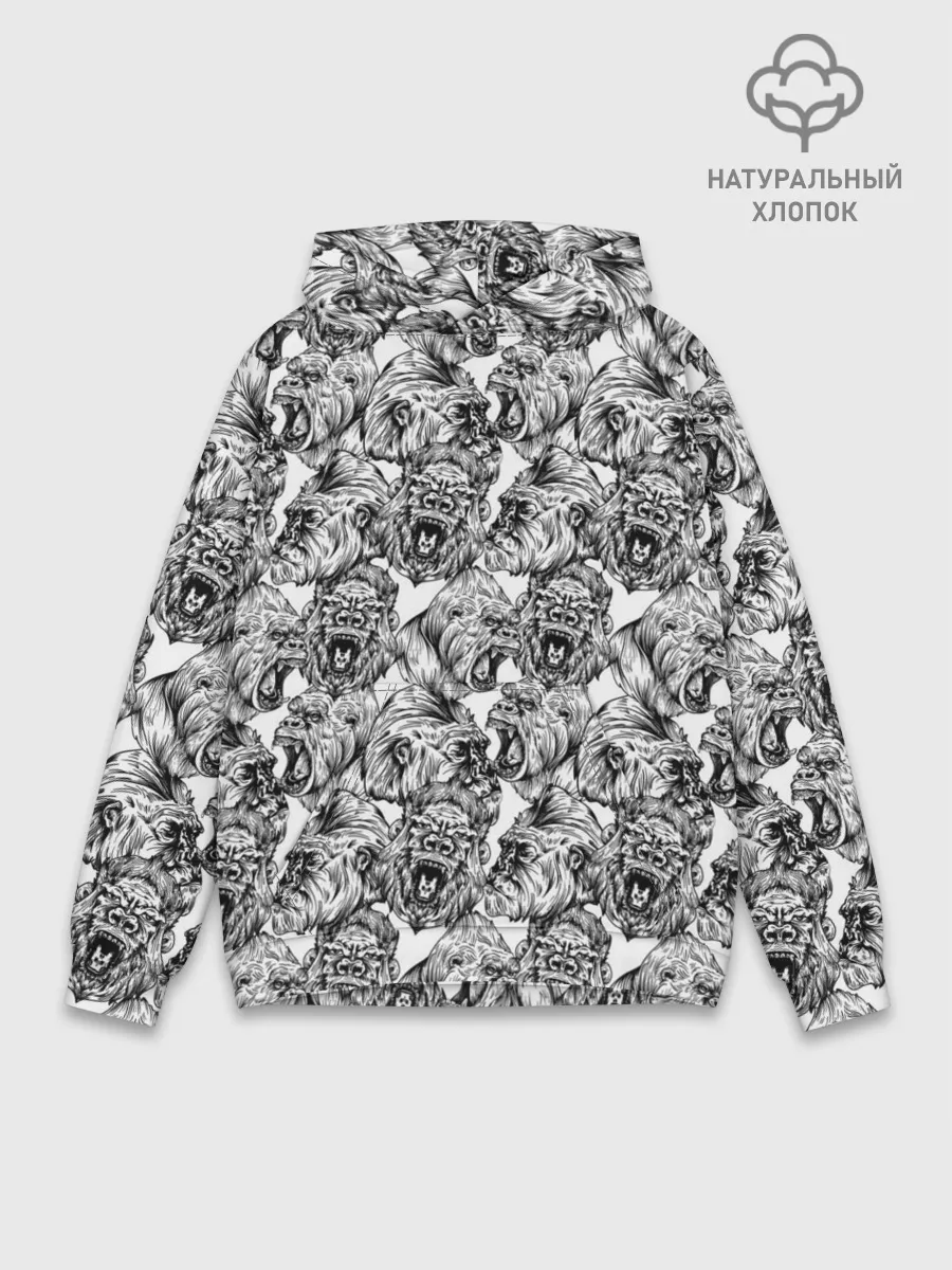 Худи мужской база хлопок / Злые Гориллы - Паттерн