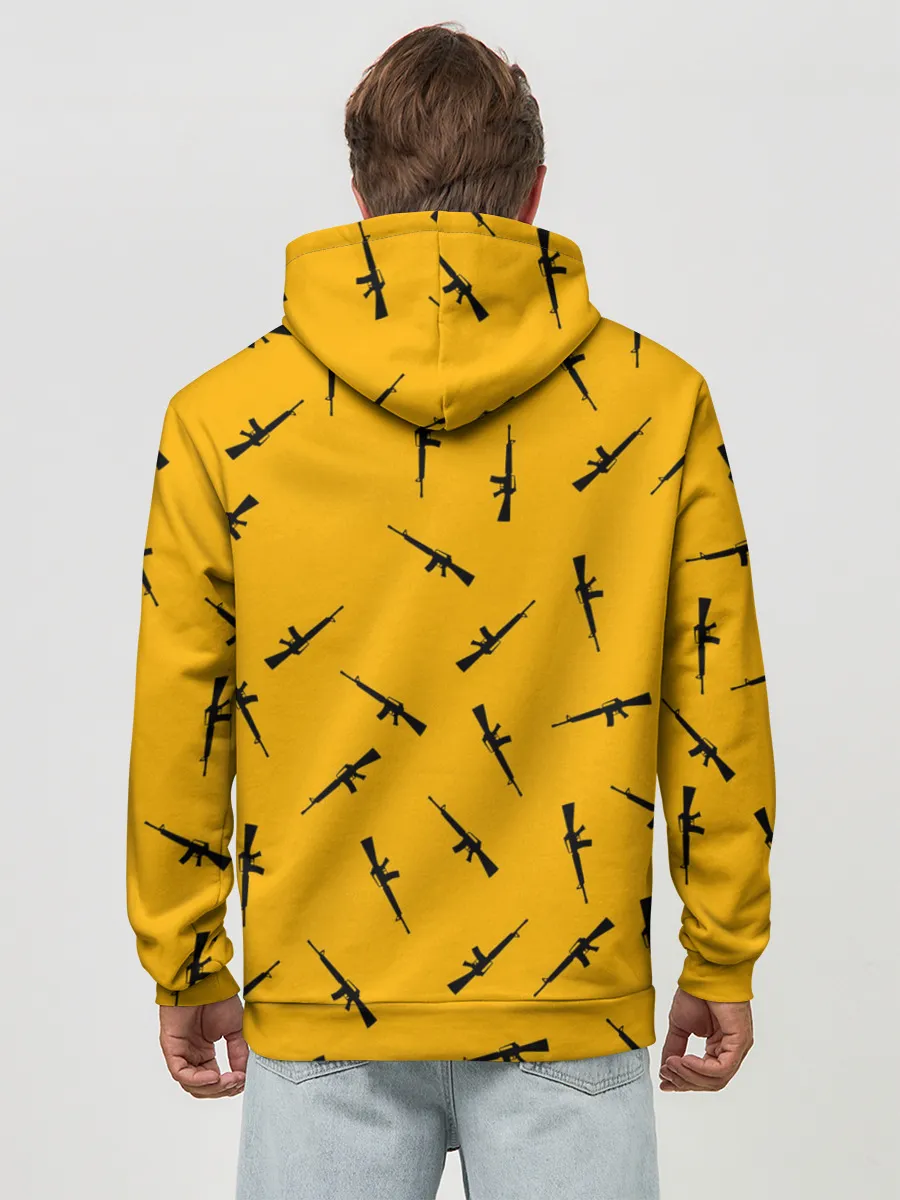Худи мужской база хлопок / PUBG АВТОМАТЫ ПАТТЕРН ЖЁЛТЫЙ