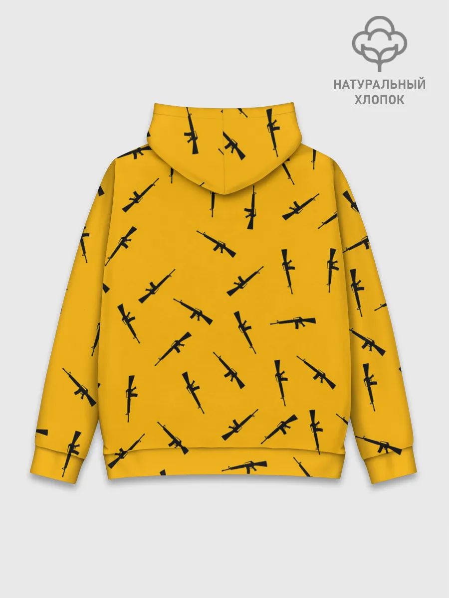 Худи мужской база хлопок / PUBG АВТОМАТЫ ПАТТЕРН ЖЁЛТЫЙ