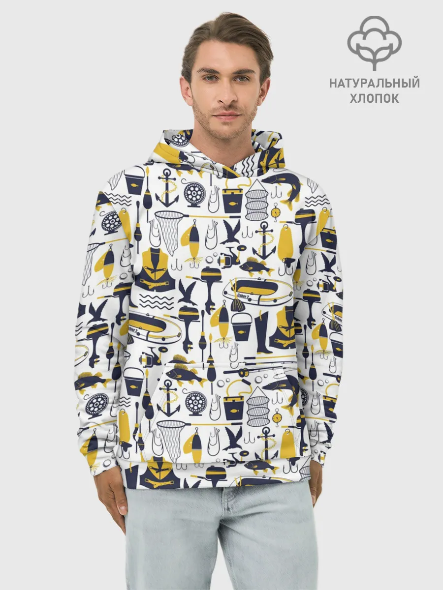 Худи мужской база хлопок / Рыбалка