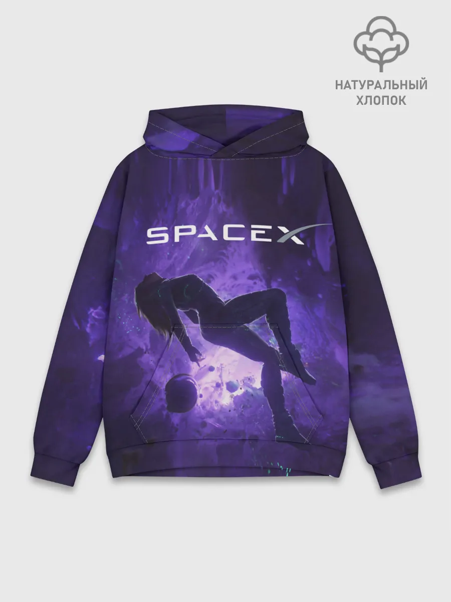 Худи мужской база хлопок / Space X Girl in zero gravity