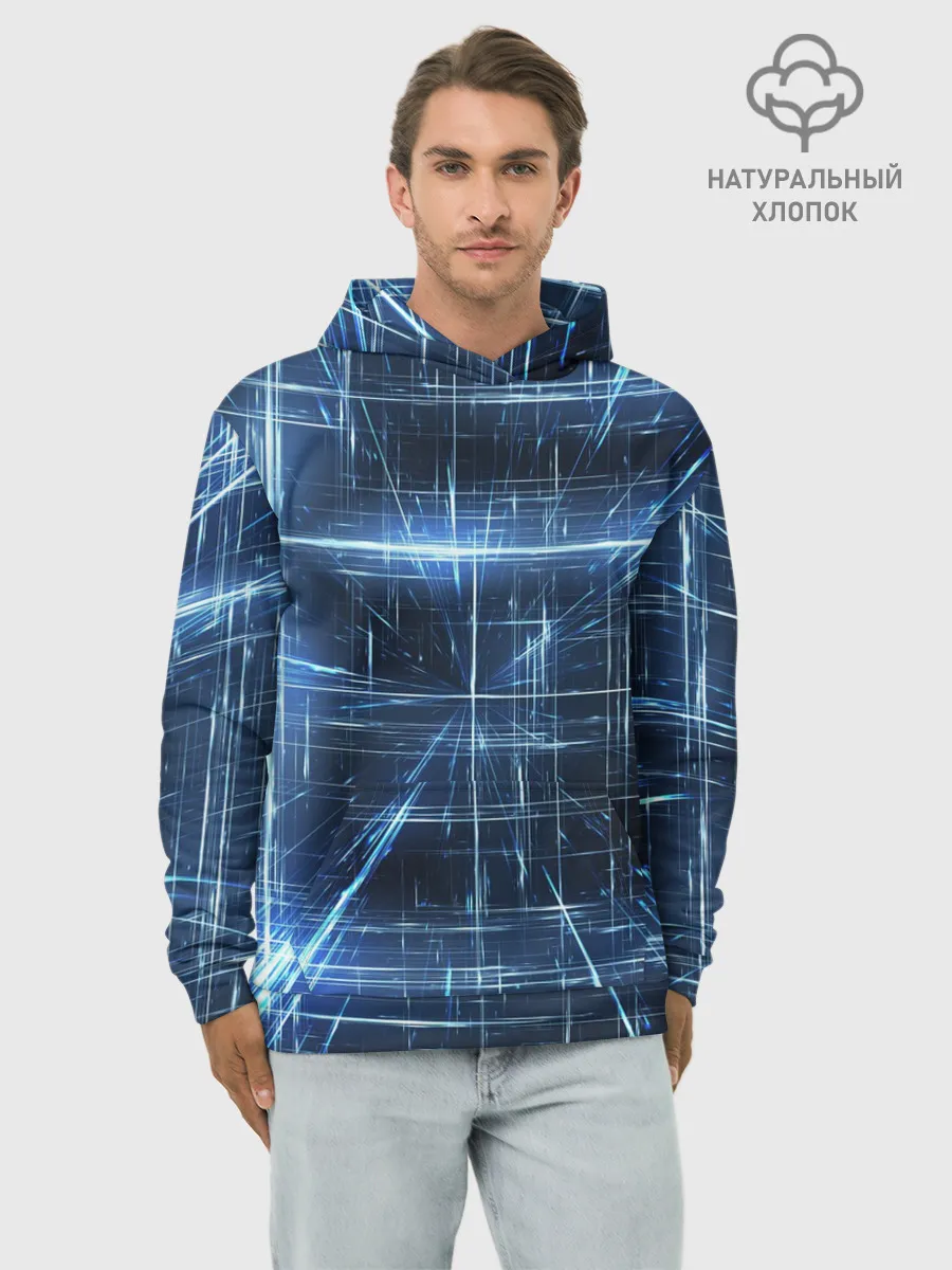 Худи мужской база хлопок / Линии неона