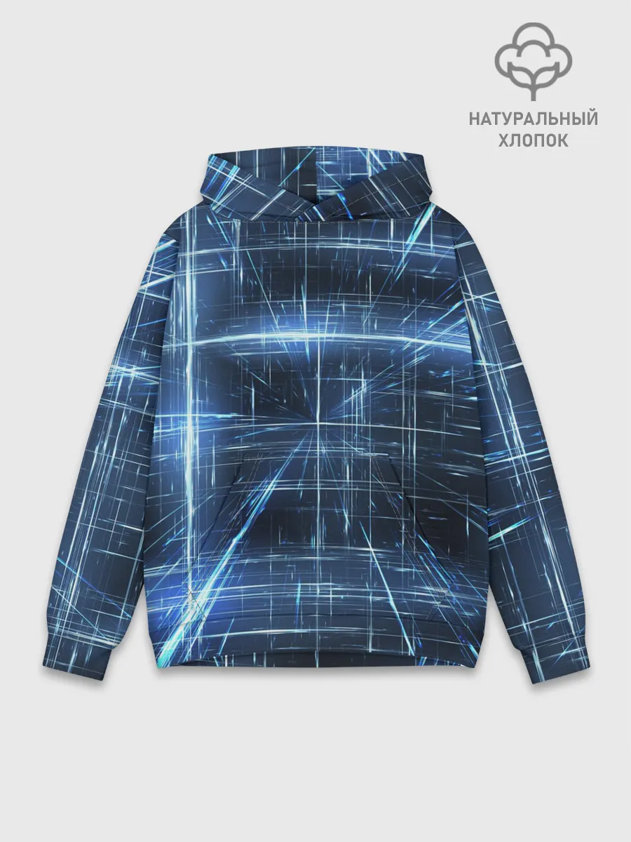 Худи мужской база хлопок / Линии неона