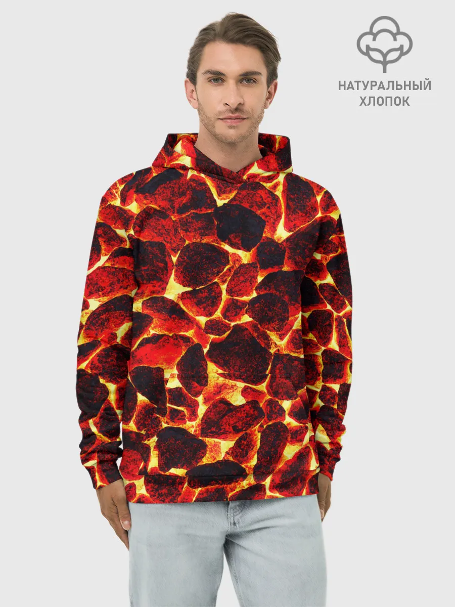Худи мужской база хлопок / КАМНИ В МАГМЕ | ROCKS IN MAGMA