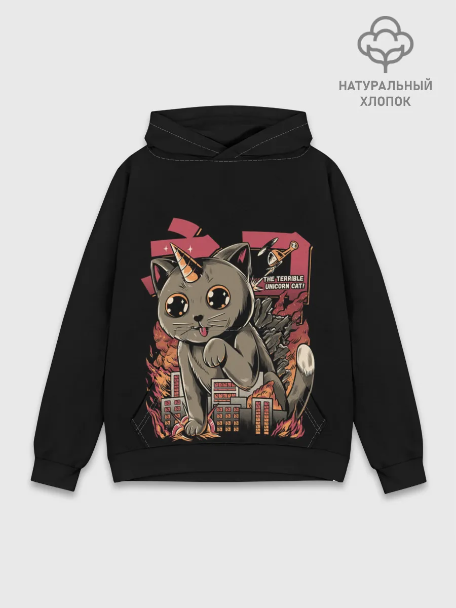 Худи мужской база хлопок / АНИМЕ КОТ-ЕДИНОРОЖЕК