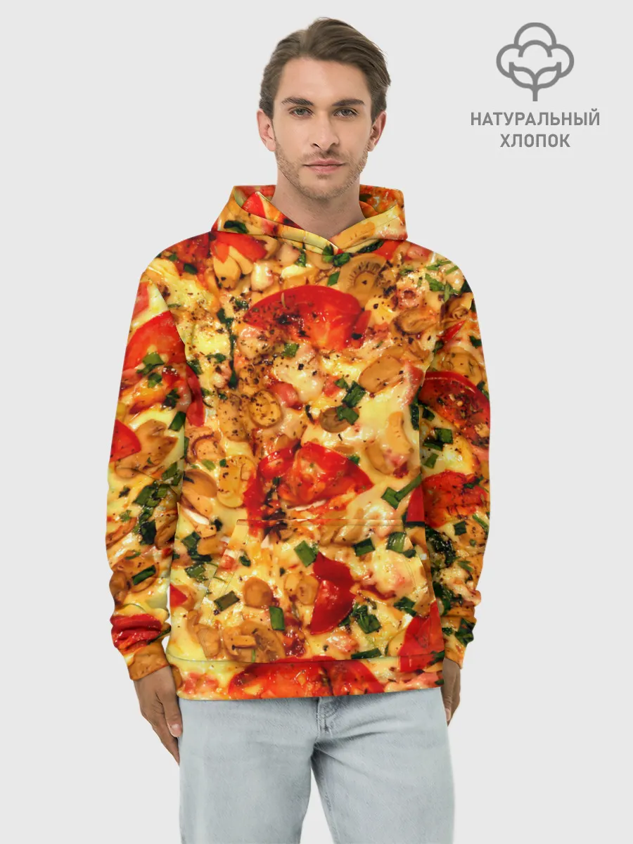 Худи мужской база хлопок / Пицца с грибами