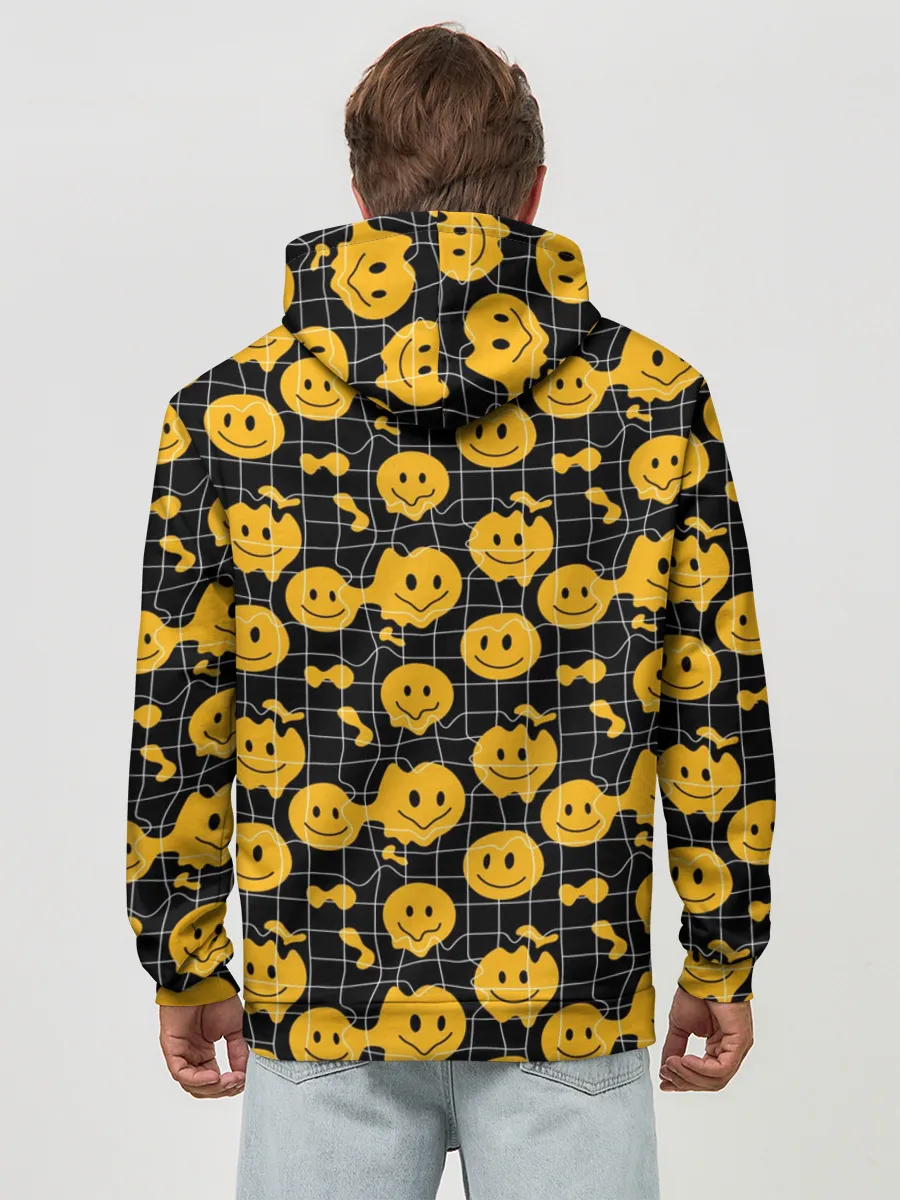 Худи мужской база хлопок / Психоделические смайлы