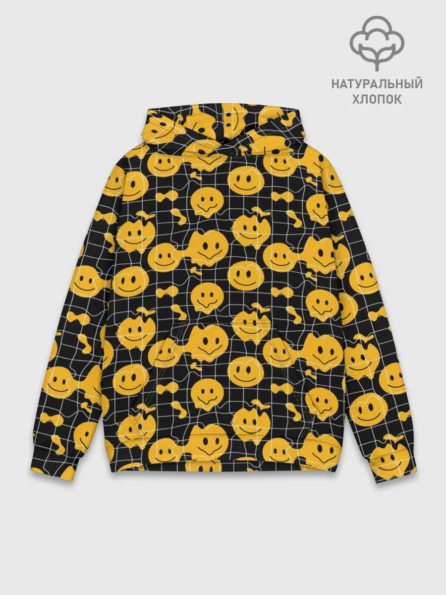 Худи мужской база хлопок / Психоделические смайлы
