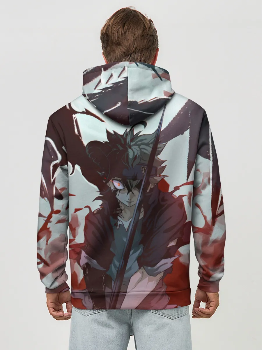 Худи мужской база хлопок / Аста в режиме демона черный клевер