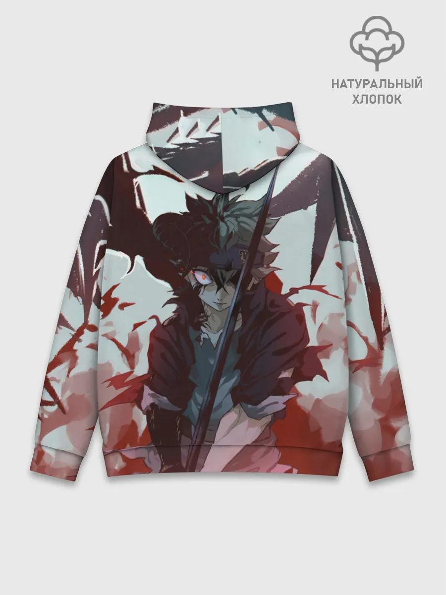Худи мужской база хлопок / Аста в режиме демона черный клевер