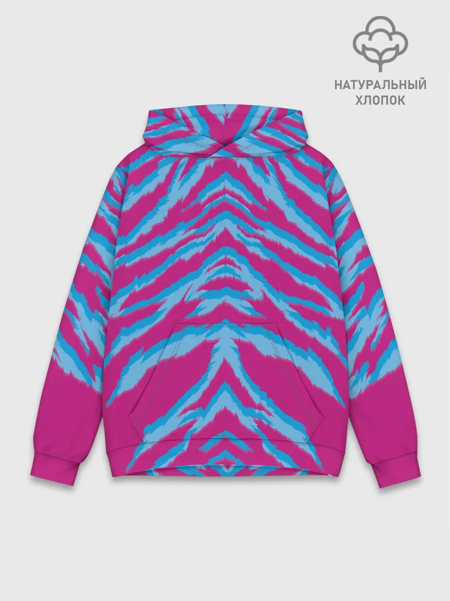 Худи мужской база хлопок / Неоновая шкура тигра