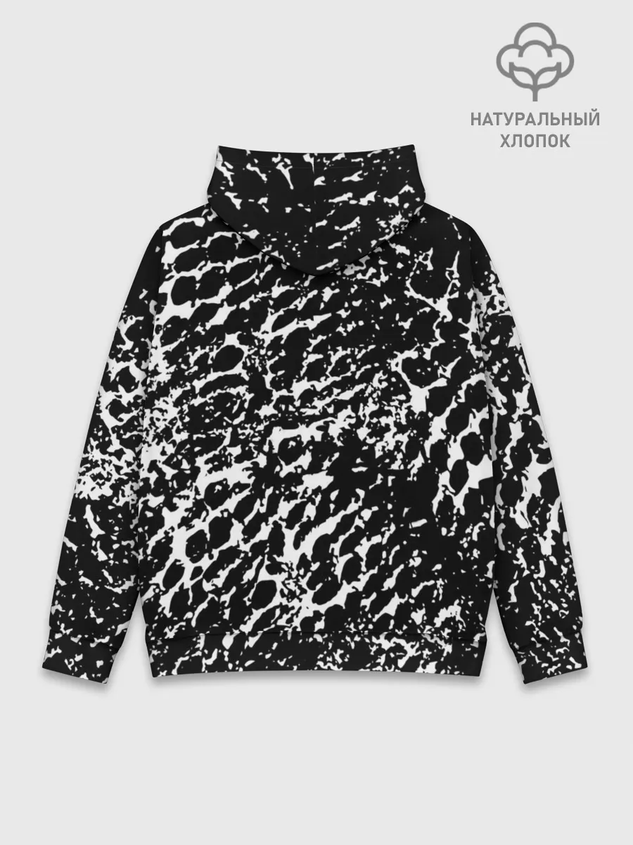 Худи мужской база хлопок / Хаос белого на черном