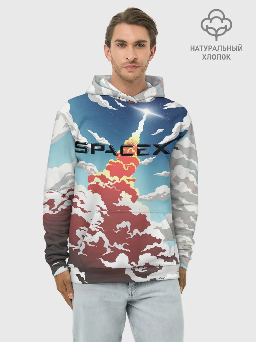 Худи мужской база хлопок / Ракета | SpaceX