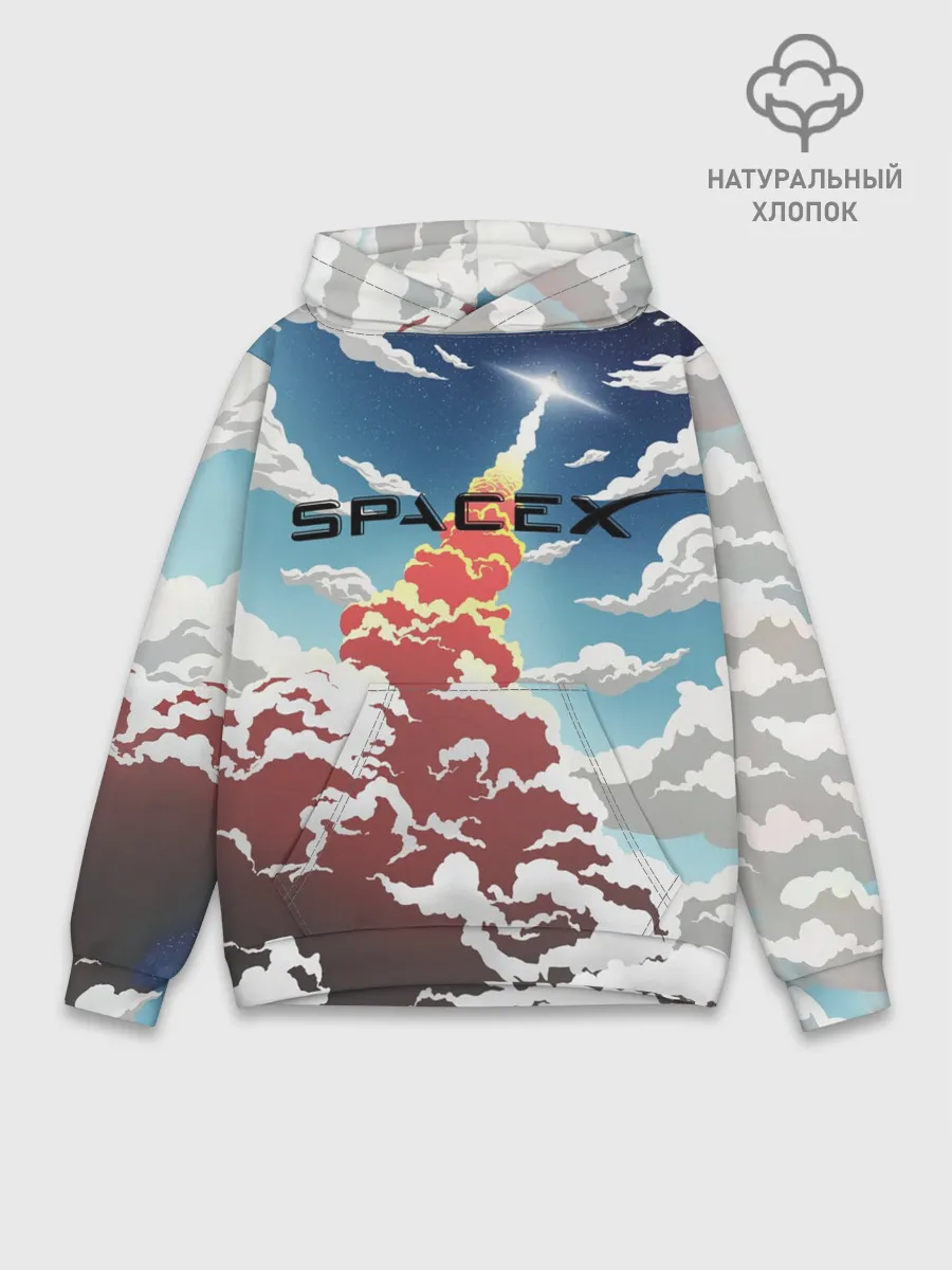 Худи мужской база хлопок / Ракета | SpaceX