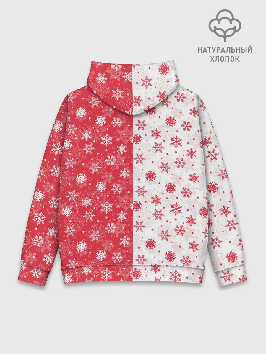 Худи мужской база хлопок / Снежинки - новогодние узоры
