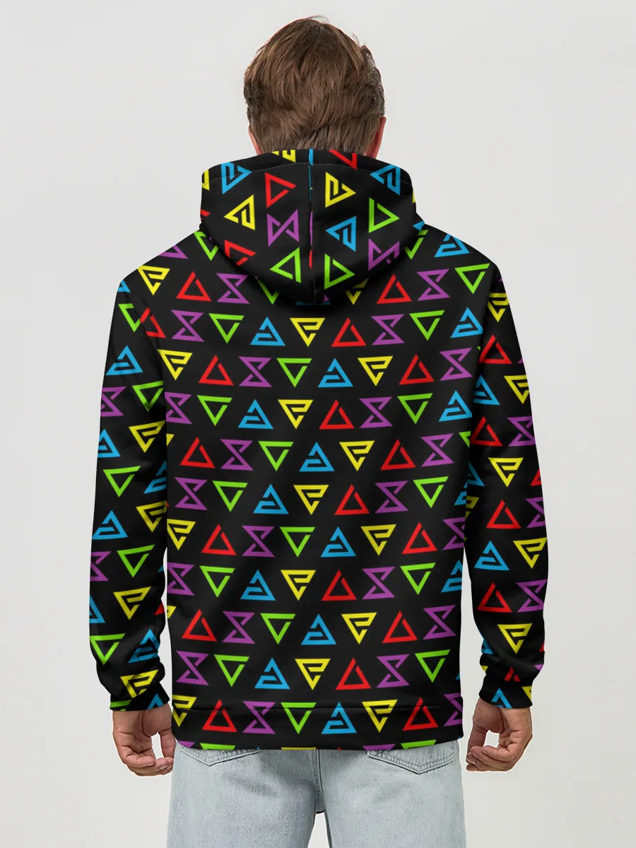 Худи мужской база хлопок / ВЕДЬМАК ЗНАКИ ПАТТЕРН ЦВЕТНОЙ | THE WITCHER