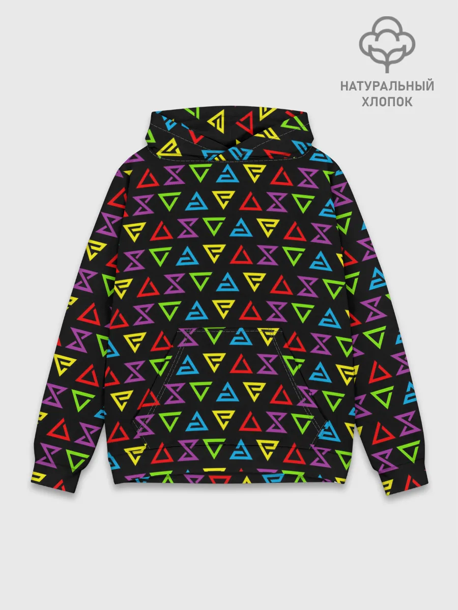 Худи мужской база хлопок / ВЕДЬМАК ЗНАКИ ПАТТЕРН ЦВЕТНОЙ | THE WITCHER