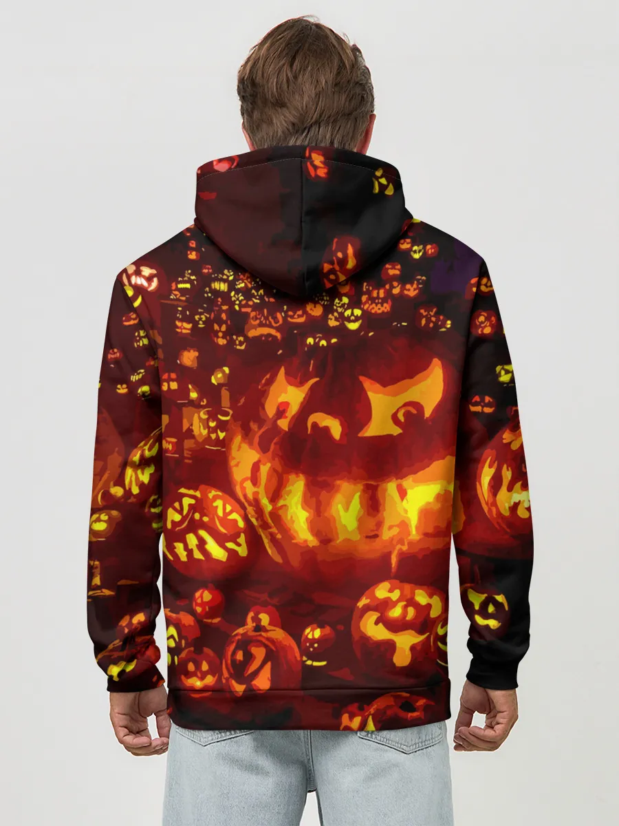 Худи мужской база хлопок / Тыквы на Хэллоуин