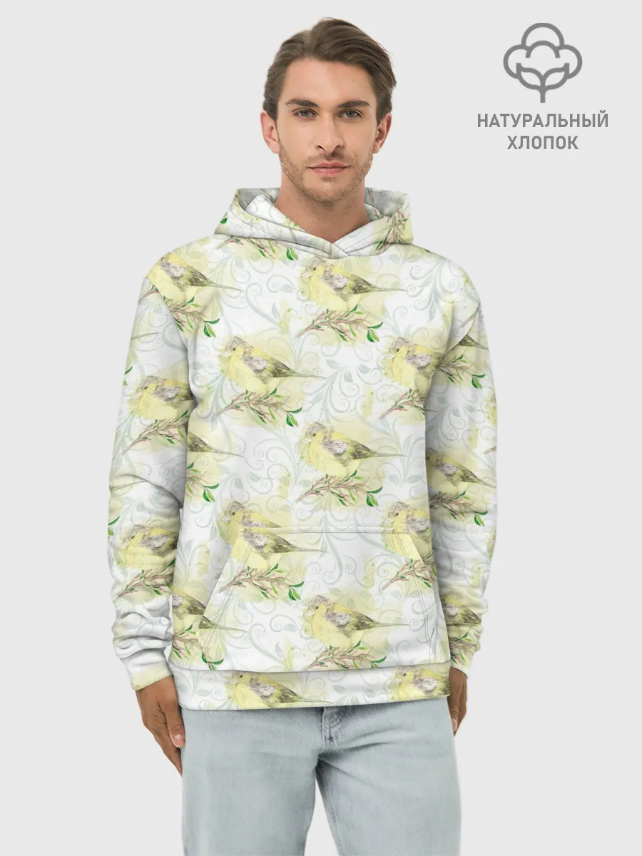 Худи мужской база хлопок / Маленькие птички
