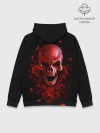 Худи мужской база хлопок / Красный череп в кровавых розах