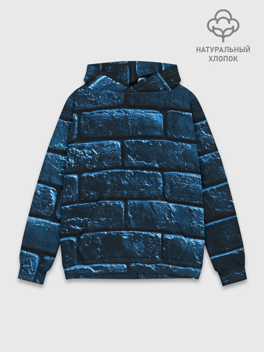 Худи мужской база хлопок / Неоновая, кирпичная стена