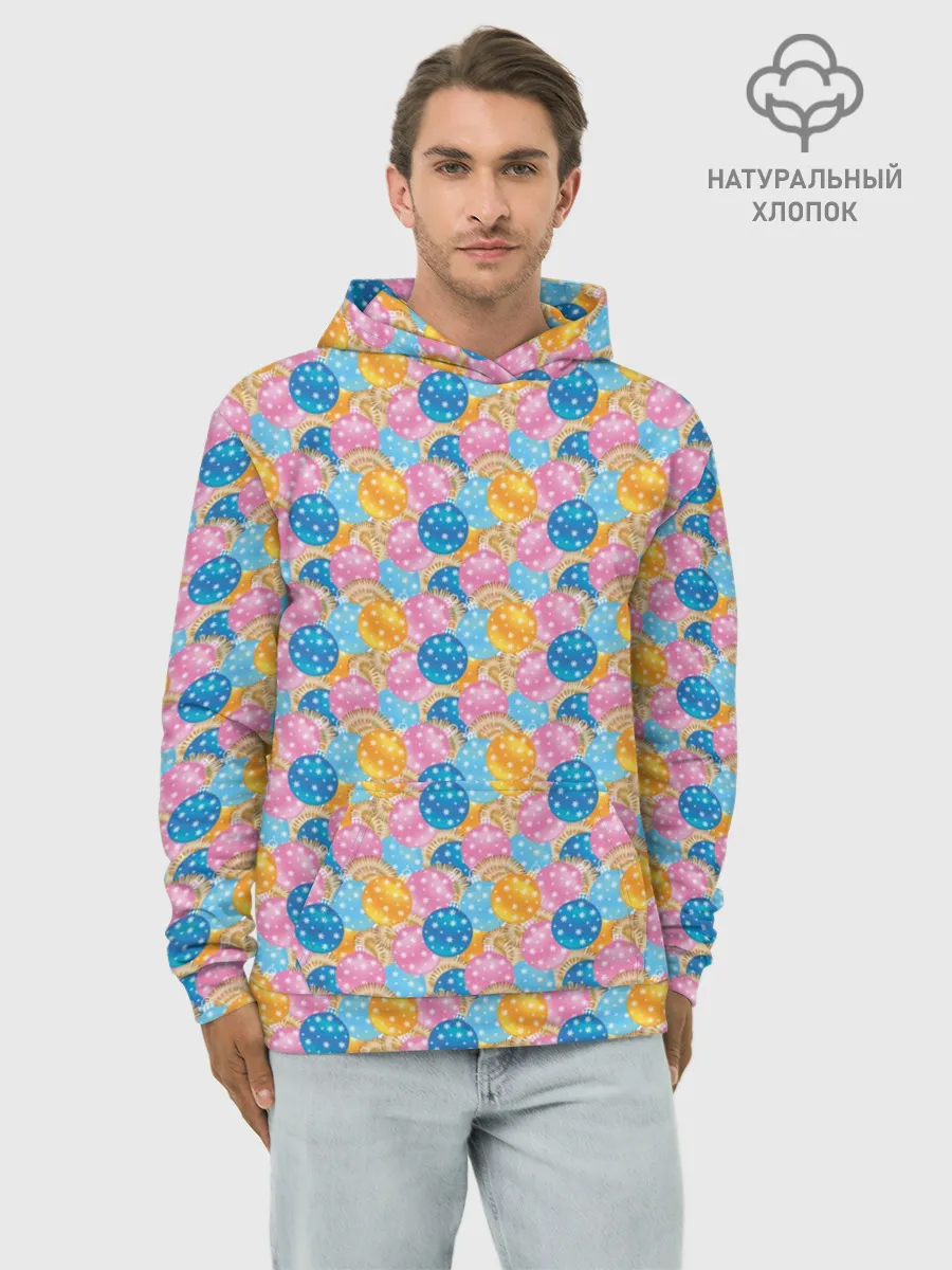 Худи мужской база хлопок / Новогодние Ёлочные Шары